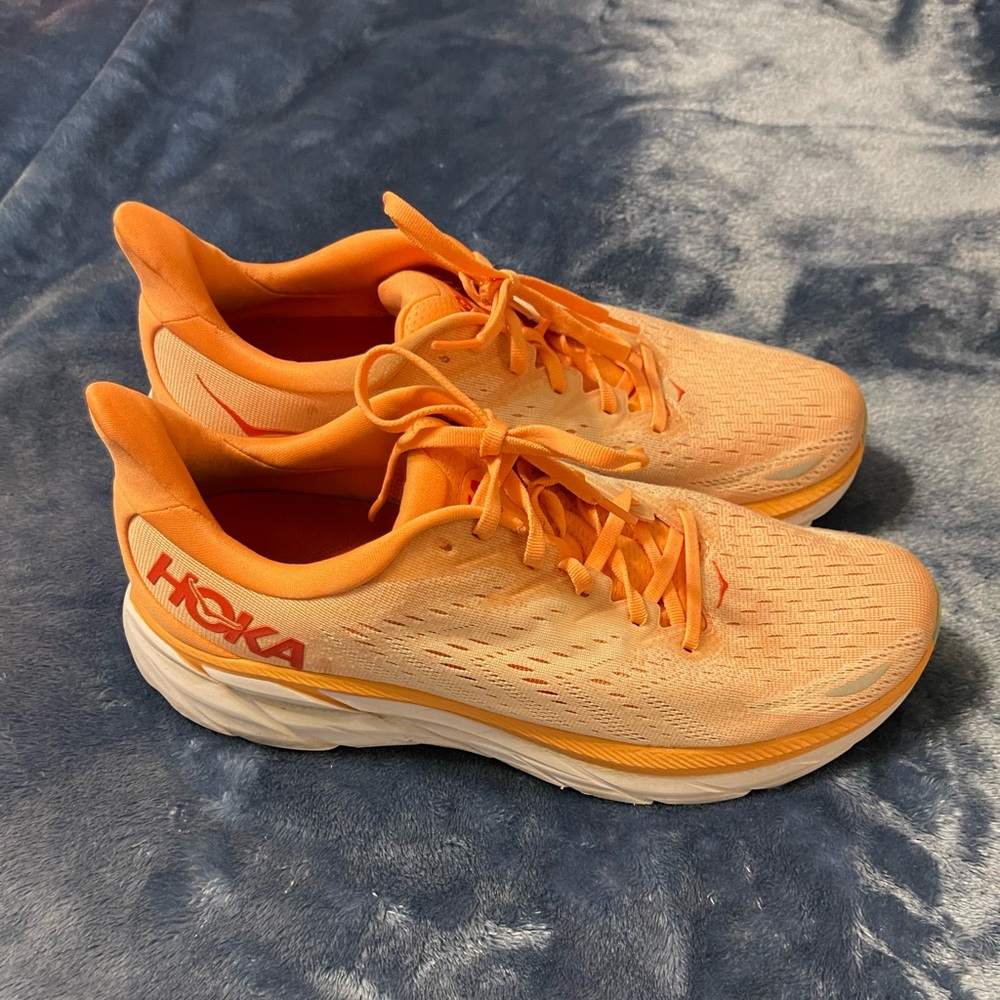 Hoka Vibrant Peach/Orange Athletic Shoes; Clifton 8; Size 11B; Women's